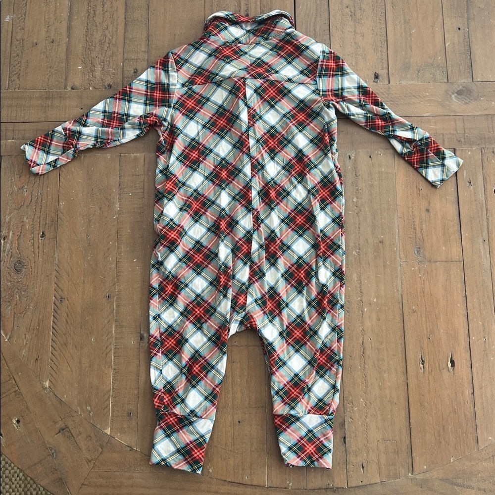 Posh Peanut Kids bamboo collared one piece romper tartan plaid 12-18 months - Picture 5 of 5